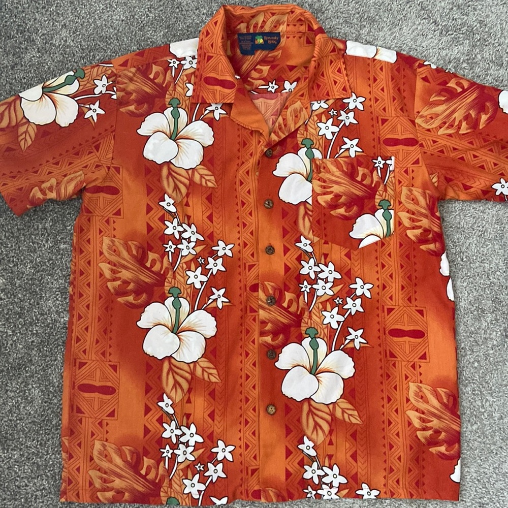 Roundy Bay Men’s Hawaiian shirt Hibiscus size L luau Halloween costume tourist